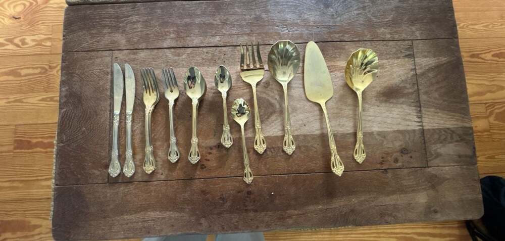Vintage Gold Tone Stainless Steel Flatware Set, Korea